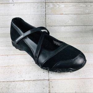 Skechers black leather suede ballet style flats